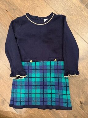 Janie and Jack Navy Blue Knit Top with Cream Trim